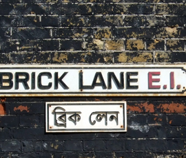 Street logo Brick Lane, London in English and Bengali