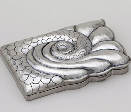 A sterling silver business-card holder from the collection, by silversmith Aoife White