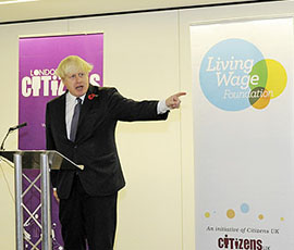 Mayor Boris Johnson announcing the new London Living Wage rate: Photo credit: Chris Jepson