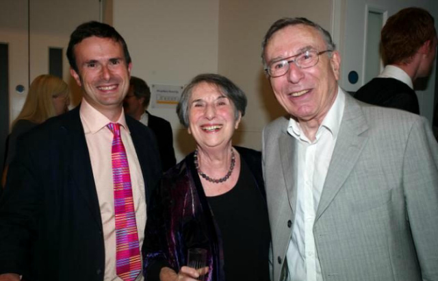 Lord Peston with his wife Helen and son Robert in 2010