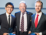 Judge Gratwicke presents Darren Low (left) and Theodore Dyson with their trophies 