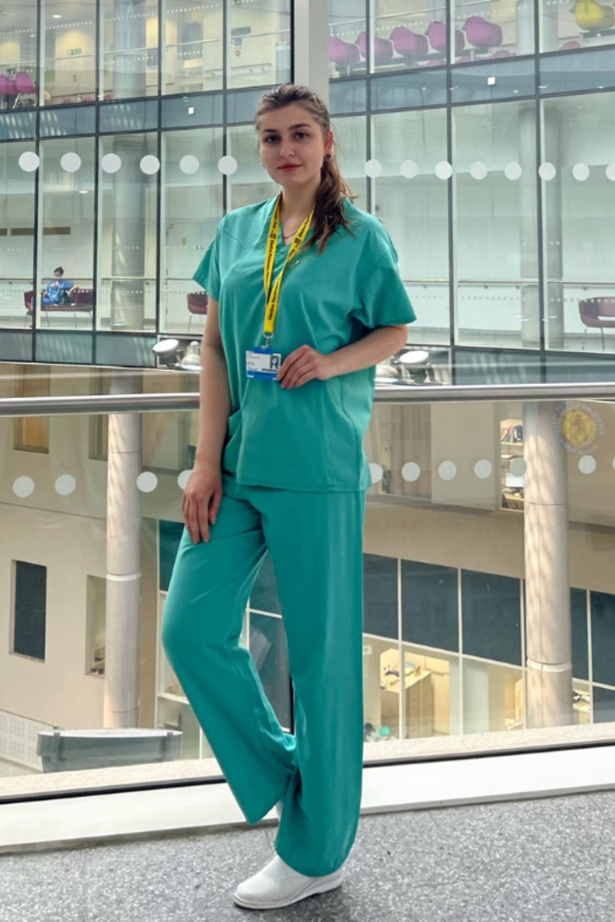 Julia, one of the students from Odessa National Medical University, on placement