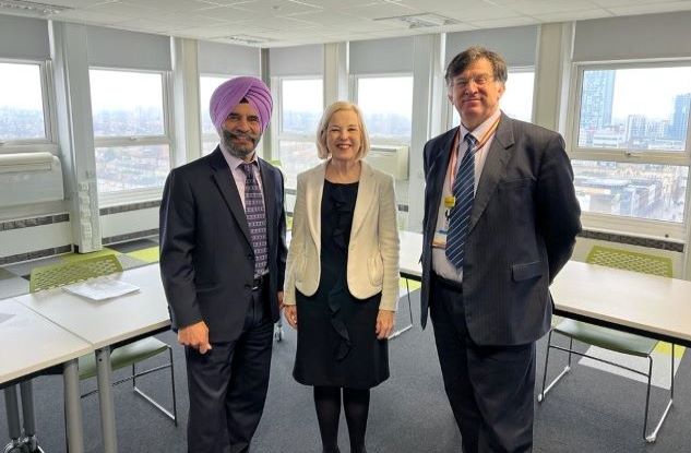 Cllr Jas Athwal Leader of Redbridge Council, Professor Stephanie Marshall, Vice Principal of Education at Queen Mary, Professor Anthony Warrens, Dean for Education, Faculty of Medicine and Dentistry