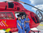 Students from Odessa National Medical University on top of the Royal London Hospital helipad