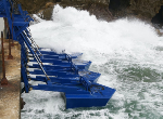 The onshore wave energy converters in operation at Gibraltar wave energy station. Credit: Eco Wave Power