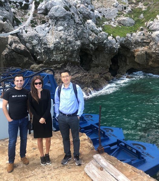 EWP power station visited by Dr Guang Li and Dr Kamyar Mehran at Gibraltar wave power station. From left to right: Kamyar Mehran, Inna Braverman (EWP founder) and Guang Li.