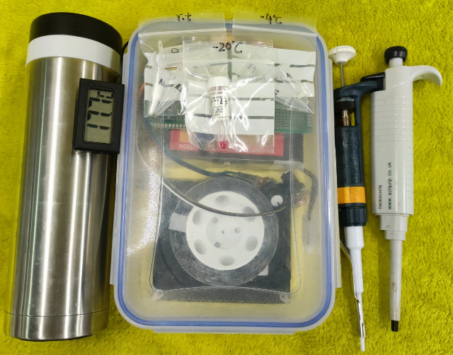 Covid-19 testing kit that fits into backpack