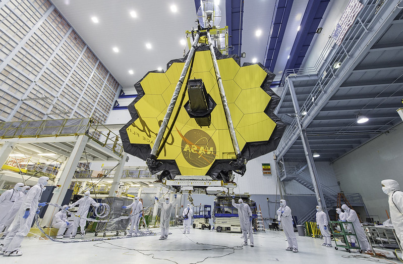 James Webb Space Telescope's 18-segmented gold mirror, designed to capture infrared light - Photo credit: NASA