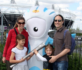 Dr Proulx and family with Mandeville, the Paralympic mascot