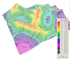 The geoprofile produced from analysis of murder sites attributed to Jack the Ripper in the East End of London in 1888