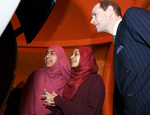 Prince Edward inside the 'pod' with pupils from Mulberry School for Girls