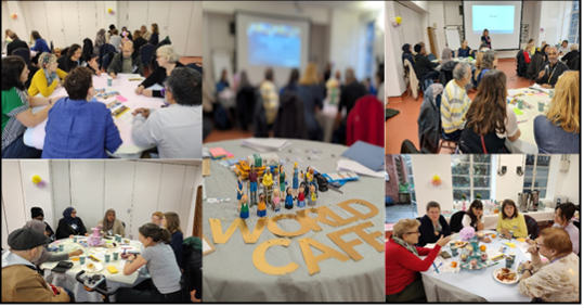 Photos of attendees at the World Cafe event