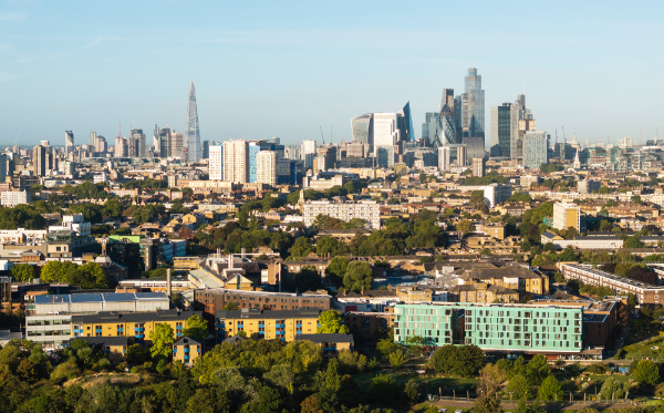 Aerial photograph of East London