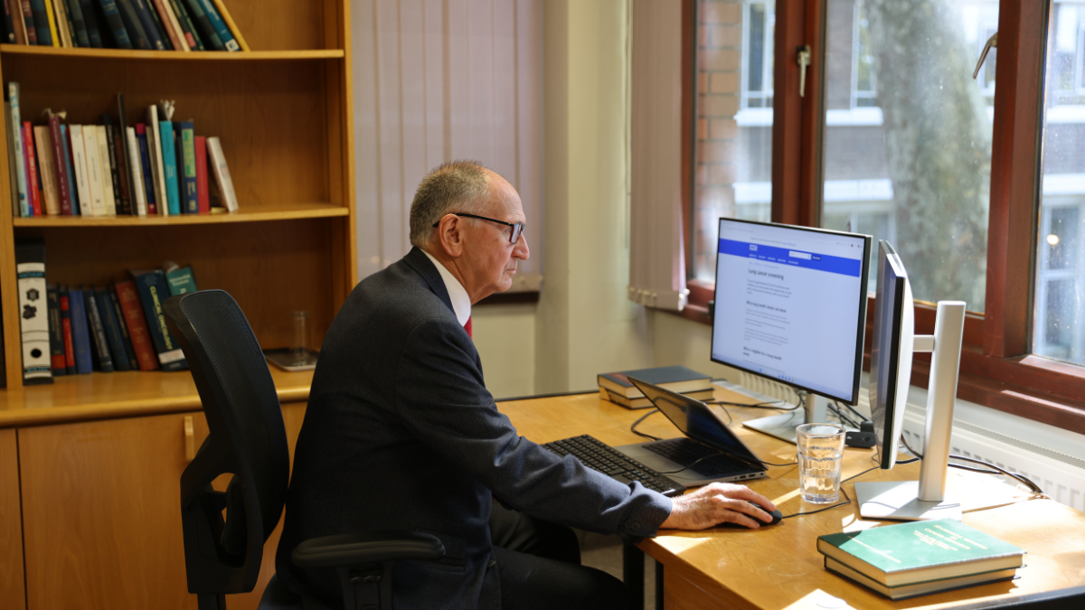 Professor Duffy working