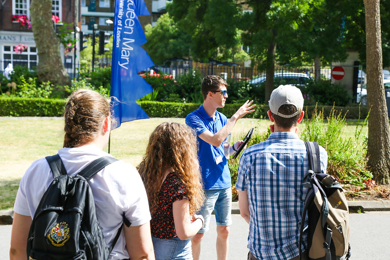 students on a campus tour