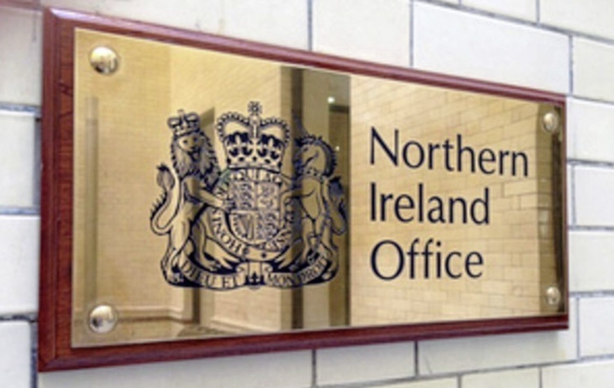 Northern Ireland Office name plate outside its headquarters in London