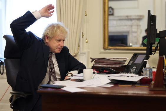 Photo of Boris Johnson, looking frustrated with fist raised in air