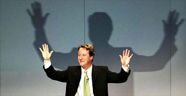 Photo of David Cameron with extended shadow, taken after his election as Conservative Party leader in 2005