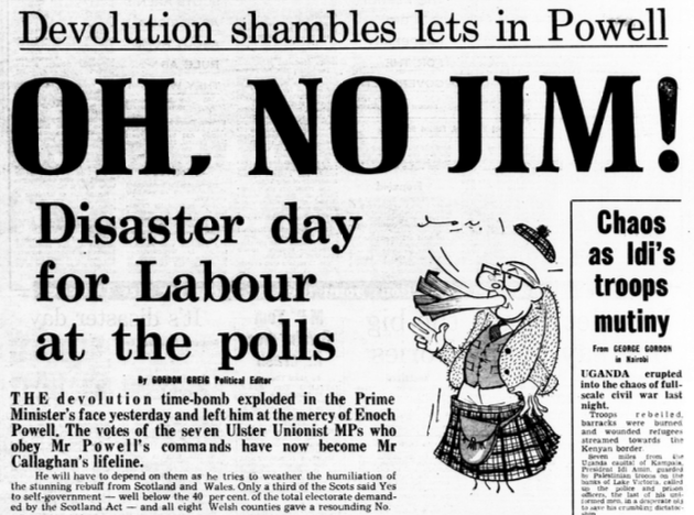 Screenshot of Daily Mirror front-page, proclaiming 'Oh, no Jim'.