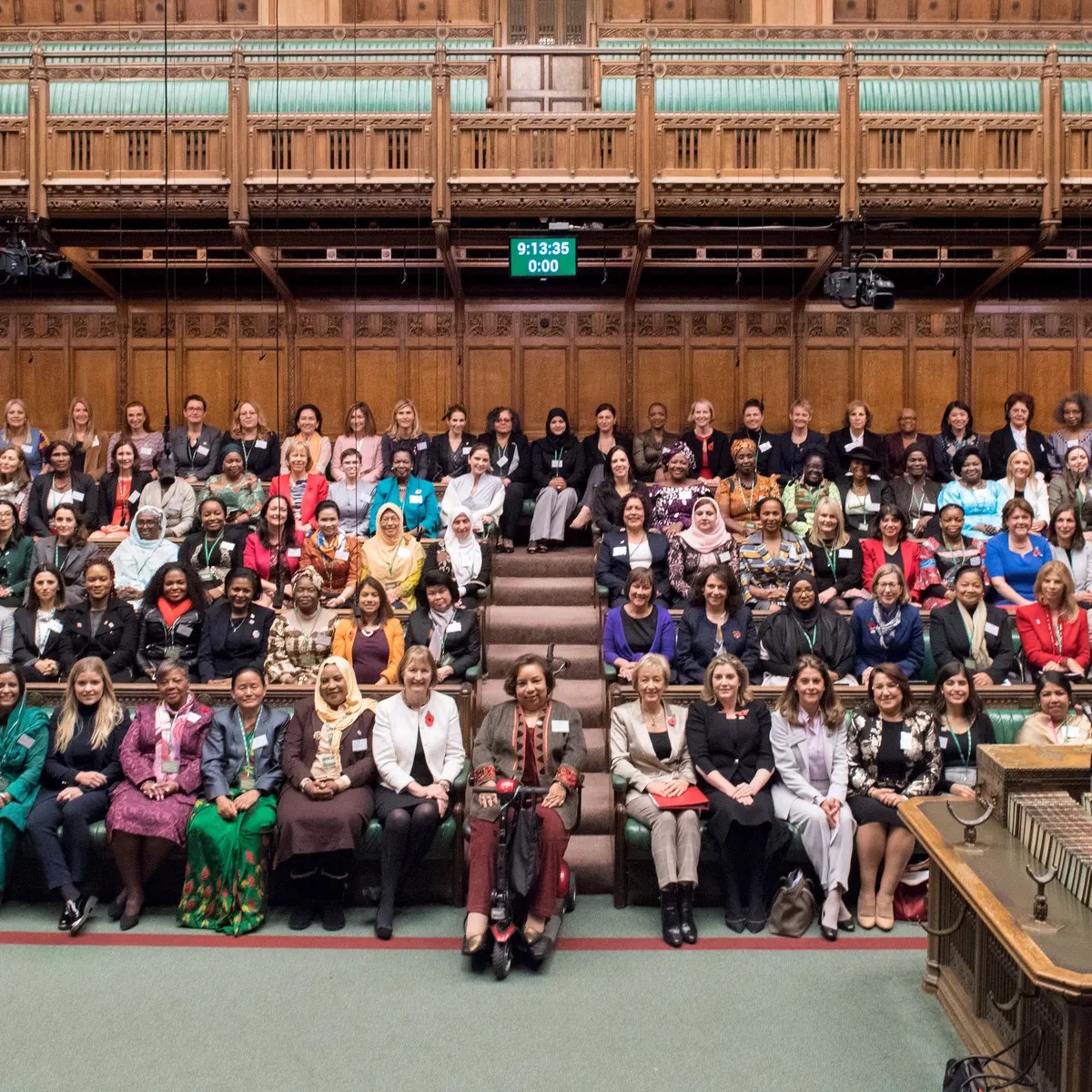 Women MPs from around the World in the House of Commons Chamber in Westminster