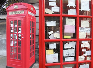 Phone booth outside Barts