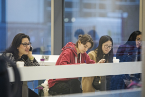 students studying in graduate centre cafe