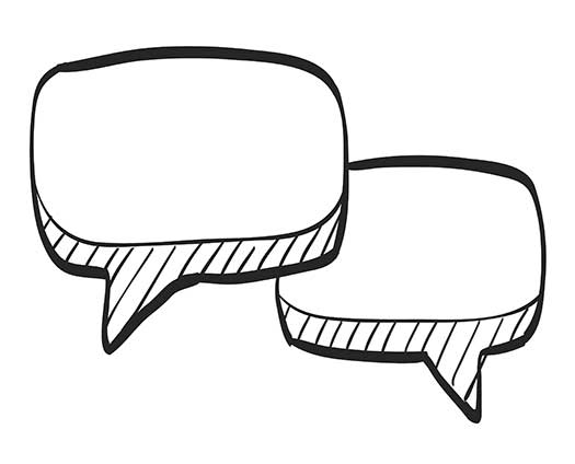 An illustration of two speech bubbles
