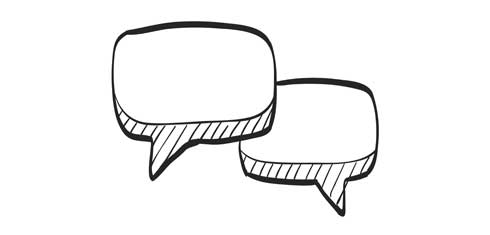 An illustration of two speech bubbles