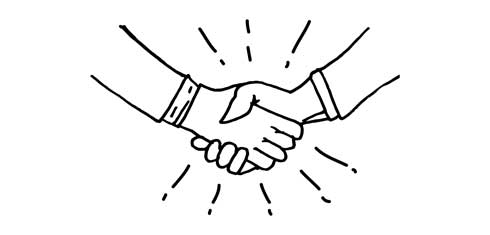 An illustration of two hands shaking