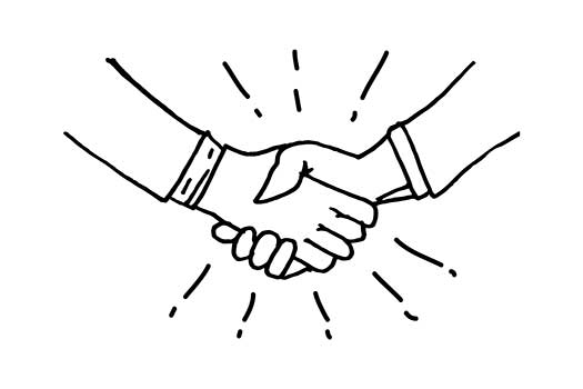 An illustration of two hands shaking