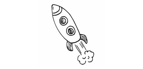 An illustration of a space rocket taking off