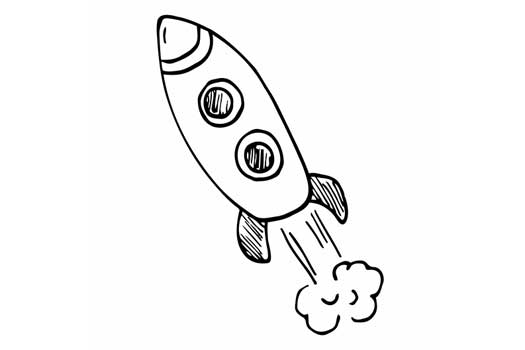An illustration of a space rocket taking off