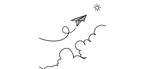 An illustration of a paper plane flying into the sky