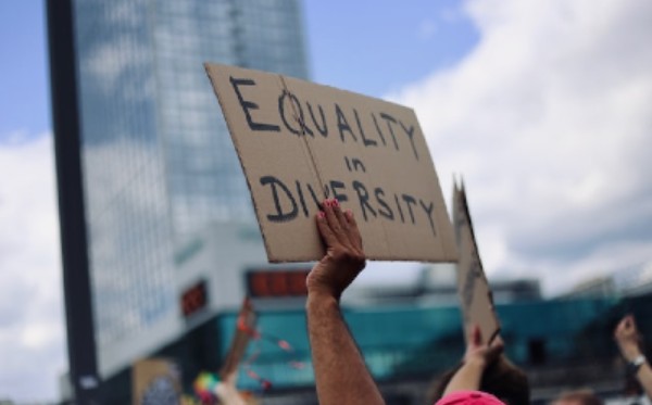 A sign with the words 'Equality in Diversity'