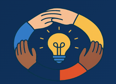 Hands in a circle with a lightbulb
