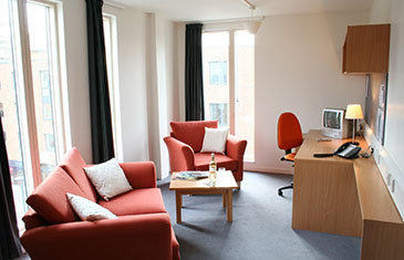 A typical lounge in one of Queen Mary's academic flats.