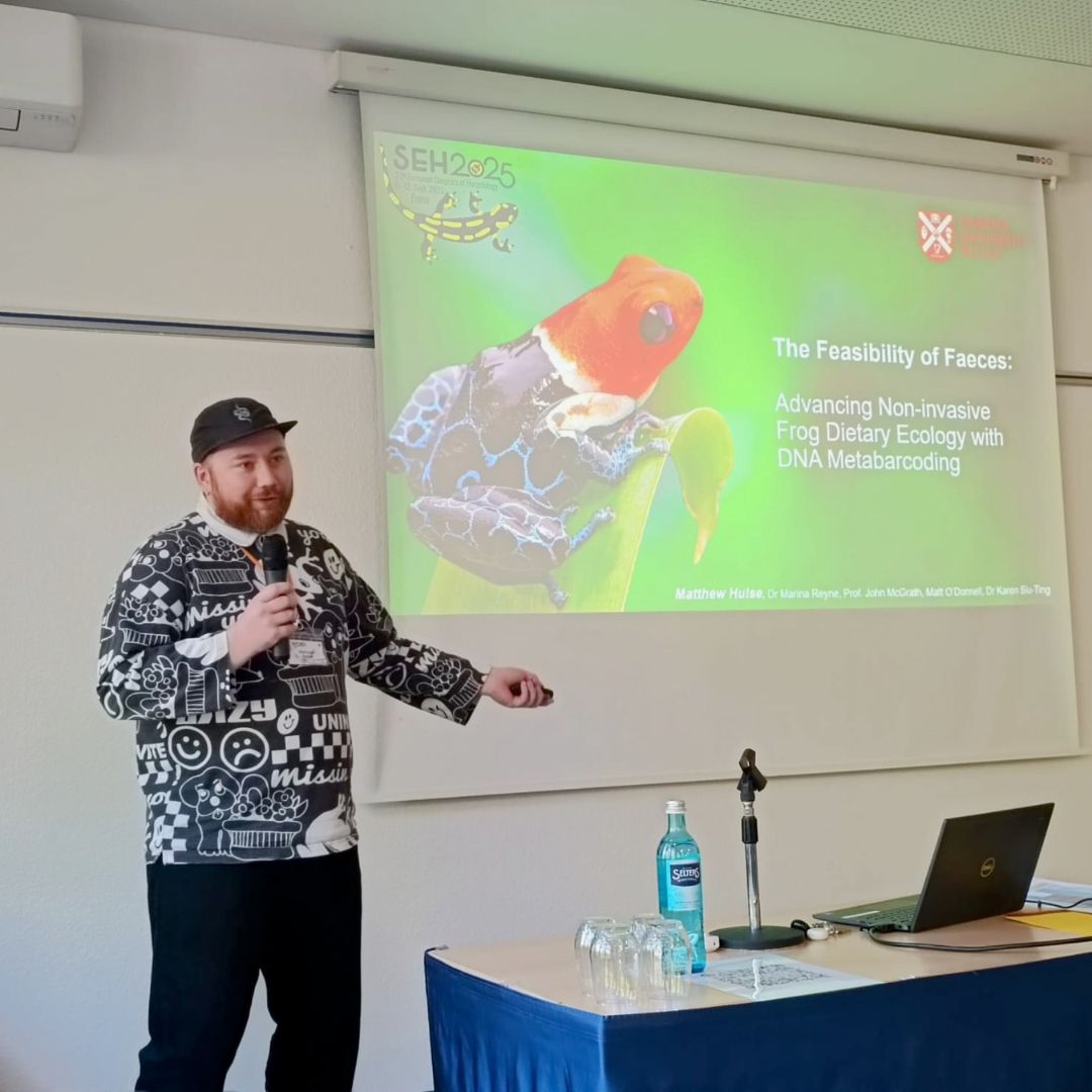 Matthew Hulse giving a presentation on frogs