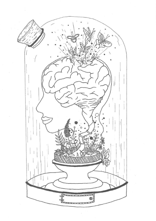 Brain in a glass container