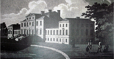 New College, Hackney c. 1790 -- Reproduced with permission of the London Borough of Hackney Archives and the City of London, London Metropolitan Archives
