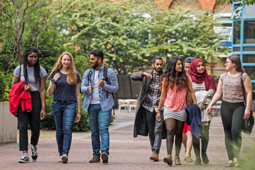 Male and Female Students Walking and Chatting on Campus