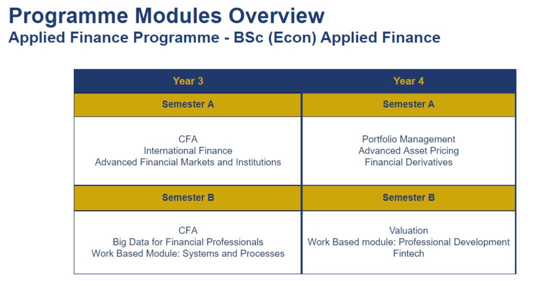 Module overview of final two years of programme