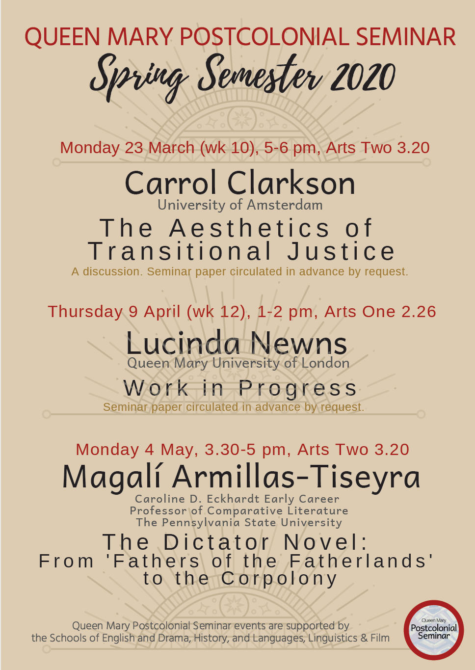 poster for the postcolonial seminar spring 2020