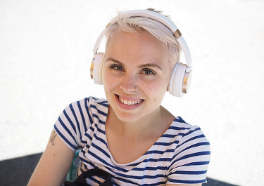 Female wearing headphones