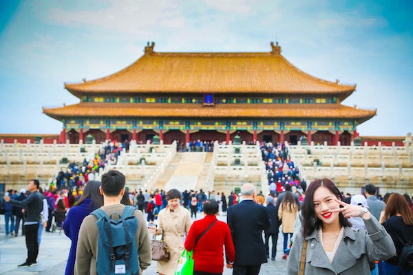 Tourists in Beijing's Forbidden Palace