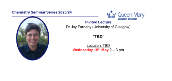Chemistry Department Seminar: Dr Farnaby, University of Glasgow