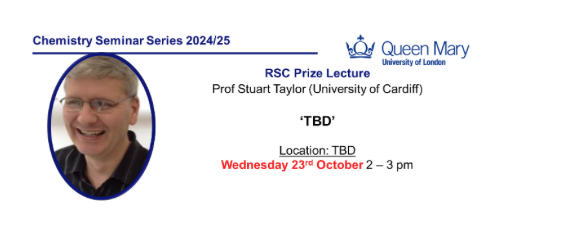 Chemistry Department Seminar: Prof Stuart Taylor, University of Cardiff