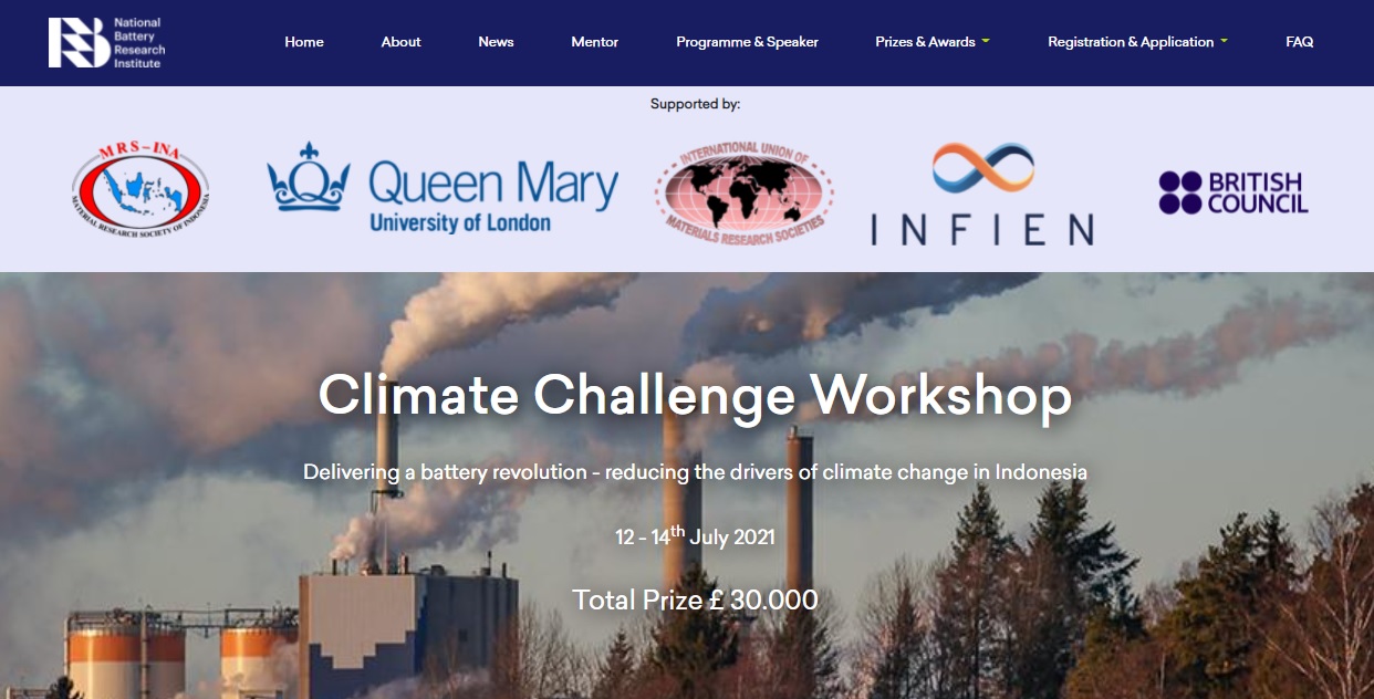 Screenshot of Climate Challenge Workshop webpage