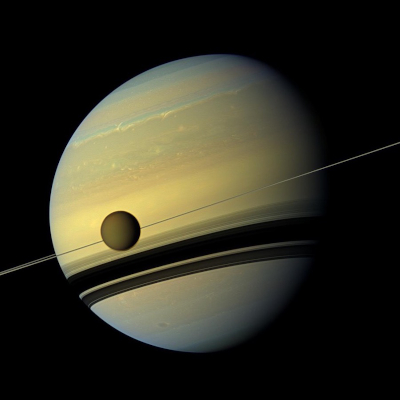 Cassini image of Saturn and Titan 