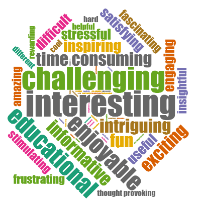 Word cloud of experiences