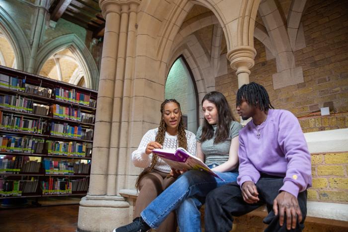 Three students studying
